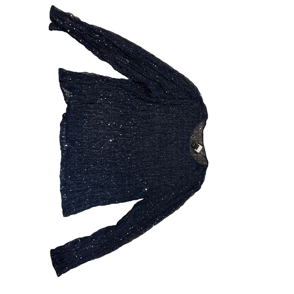 VIRGO Womens Size 18 Navy Blue Sequin Mesh Overlay 2 Piece Evening Top Twinset